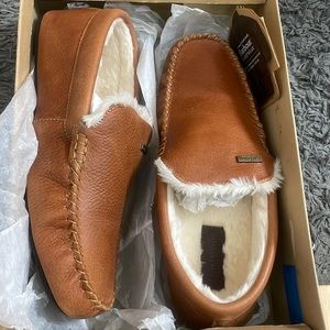 BARBOUR  SIZE 8 TAN LEATHER MEN’S SLIPPERS *NEW*